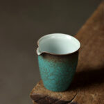 vintage japanese crackle glaze ceramic fairness cup gong dao bei 8.5oz side view