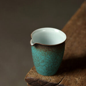 vintage japanese crackle glaze ceramic fairness cup gong dao bei 8.5oz side view