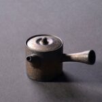 aged metallic japanese kyusu side handle teapot full product view