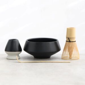 full complete authentic japanese black clay matcha set with all tools