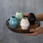 bamboo chasen for japanese matcha set with naoshi ceramic chasen holder