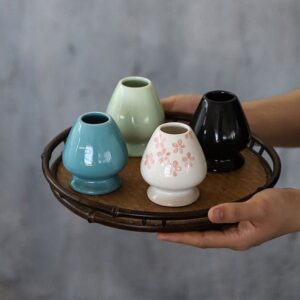 bamboo chasen for japanese matcha set with naoshi ceramic chasen holder