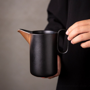 full view black ceramic japanese fairness cup gong dao bei tea pitcher