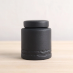 black japanese style ceramic airtight loose leaf tea canister with textured body
