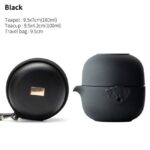 black japanese ceramic travel tea set with carrying case