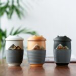 black japanese mountain loose leaf tea infuser mug with silicone grip