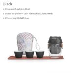 black japanese neko cat travel tea set with glass pitcher and ceramic teacups