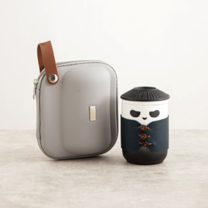 black panda loose leaf tea infuser travel mug with carrying case