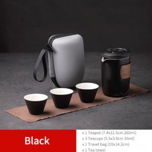 black portable japanese travel tea set full set unboxed