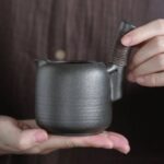 black pottery side handle fairness cup gong dao bei 7.4oz product main view