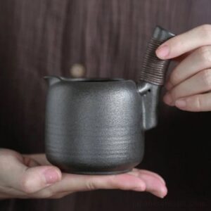 black pottery side handle fairness cup gong dao bei 7.4oz product main view