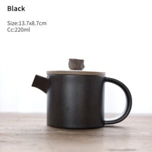 black variant japanese side handle teapot with natural stone knob