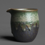 handmade bronze green japanese fairness cup 7.4oz tea pitcher front view