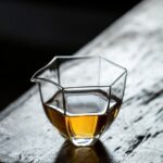 clear hexagonal glass fairness cup gong dao bei side view