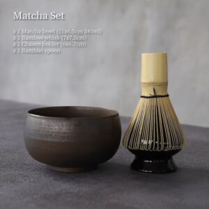 complete 4-piece traditional japanese matcha set full view