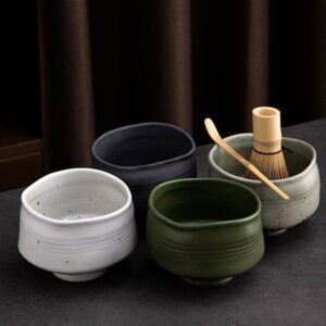 complete four-piece japanese matcha set full product display