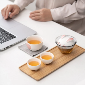 cute bunny 4oz portable japanese travel gongfu tea set full set open view