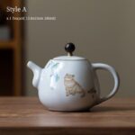 cute cat japanese ceramic teapot style a, 9.5oz hand decorated cat motif teapot