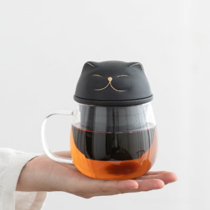 cute cat loose leaf tea infuser mug multi color options