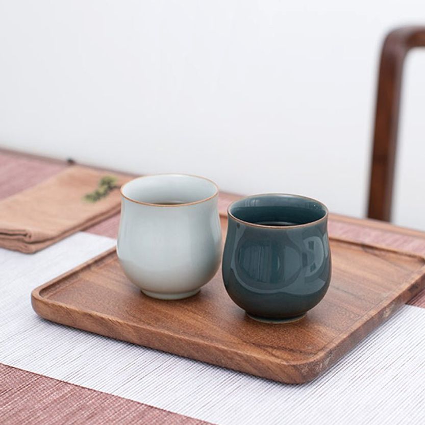 group display of four color vintage japanese porcelain japanese tea cup