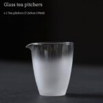 front view of frosted glass japanese fairness cup tea pitcher