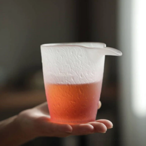 frosted pink gradient japanese glass fairness cup pitcher front view