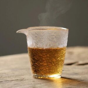8oz frosted textured glass fairness cup gong dao bei side view