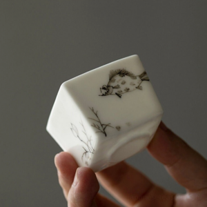 full collection hand drawn ink wash square japanese tea cup 1.7oz