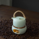 full set handcrafted japanese ceramic teapot with candle warming stove