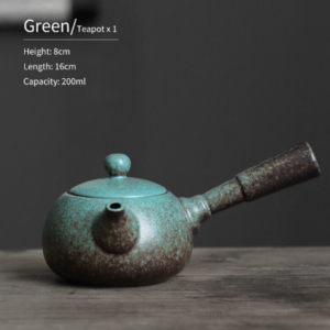 green handcrafted ceramic kyusu teapot side handle japanese tea pot