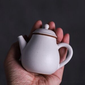 hand held small japanese white ceramic teapot 3oz