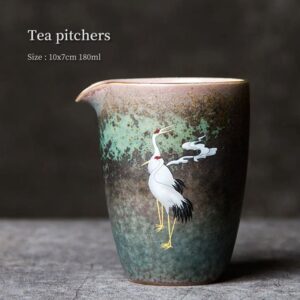hand painted ceramic crane fairness cup gong dao bei with kiln change glaze