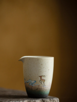 hand-painted deer motif japanese fairness cup gong dao bei