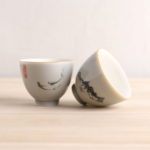 hand painted ink fish japanese ceramic tea cup 4.4oz