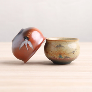 hand-painted japanese crane ceramic japanese tea cup 3.4oz collection