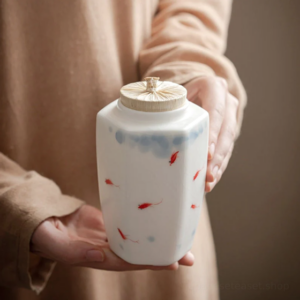 hand-painted japanese tea canister ceramic loose tea storage full set