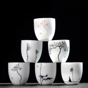 hand-painted japanese zen porcelain japanese tea cup 5oz full view