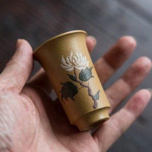 hand painted japanese zisha four gentlemen tea cup 1.7oz side view