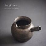 Handcrafted ceramic fairness cup gong dao bei side handle full view