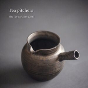 Handcrafted ceramic fairness cup gong dao bei side handle full view