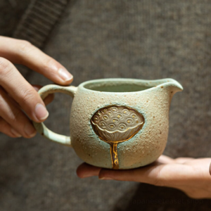 Handcrafted ceramic lotus fairness cup gong dao bei tea pitcher 4oz