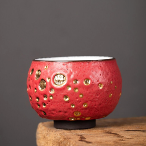 handcrafted gold speckled japanese tea cup ceramic