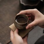handcrafted japanese clay tea cup 2.7oz wabi-sabi style