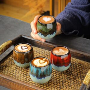 handcrafted japanese jian zhan tea cup with coffee latte