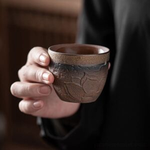 handcrafted japanese lotus ceramic tea cup main view