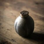 Handcrafted rustic pumpkin shape Japanese tea canister with cork stopper