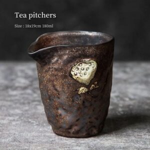 handcrafted lotus ceramic fairness cup gong dao bei side view