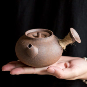 Handcrafted wabi-sabi kyusu teapot Japanese clay side handle teapot