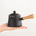 hand held 7oz handcrafted japanese kyusu side handle ceramic teapot black variant