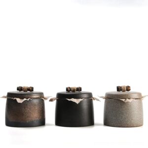 side view of handmade Japanese airtight ceramic japanese tea canister